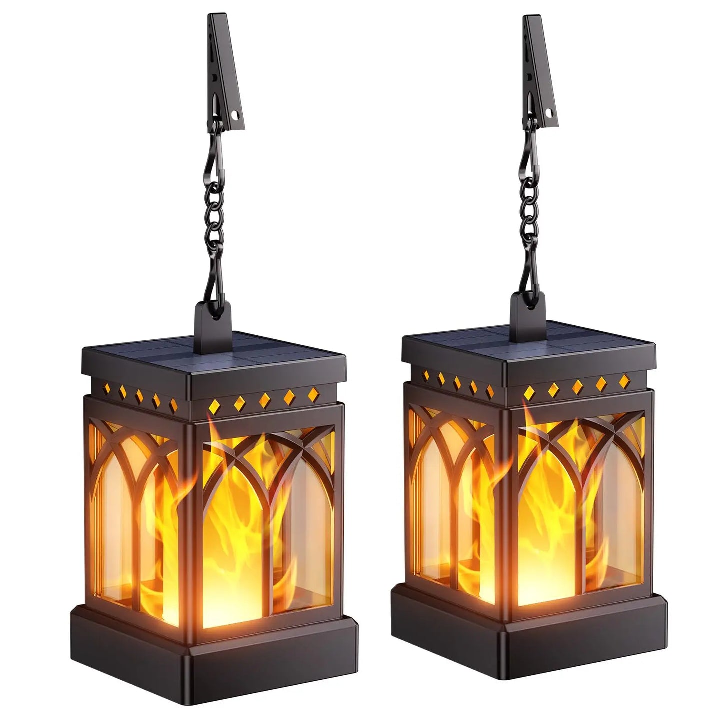 2pk Decorative Hanging Solar Lantern for Outdoors, Auto ON/Off