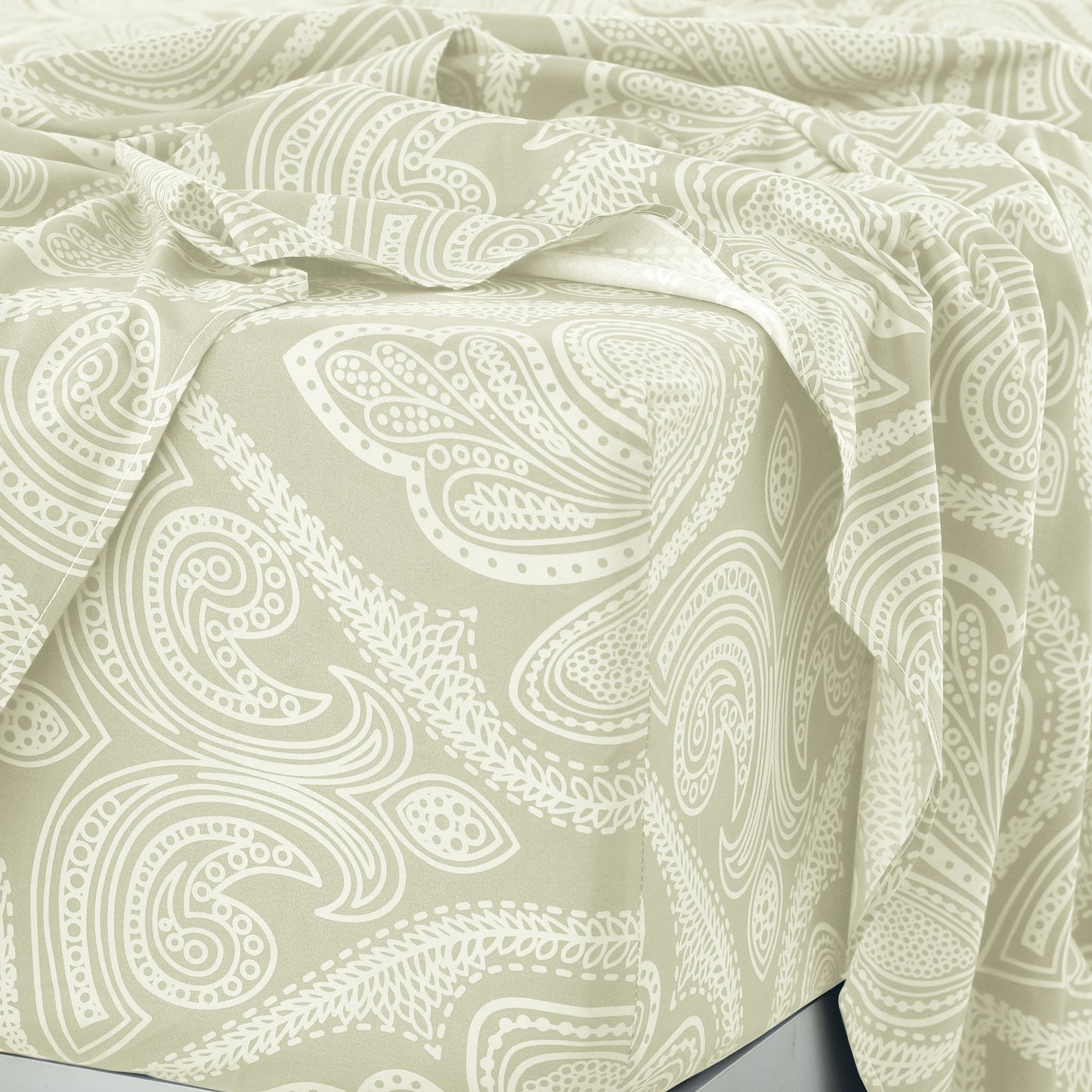 All Sizes, Multicolor 4pc Microfiber Paisley Bed Sheet Set, 16" Deep Pockets