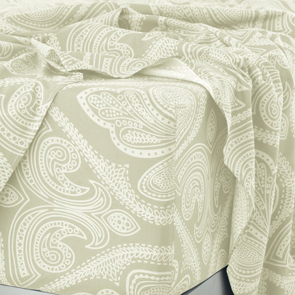 All Sizes, Multicolor 4pc Microfiber Paisley Bed Sheet Set, 16" Deep Pockets