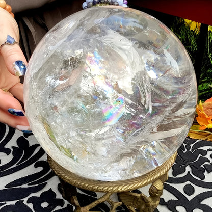 1pc Large Elegant Clear Quartz Crystal Sphere, Polished Ball