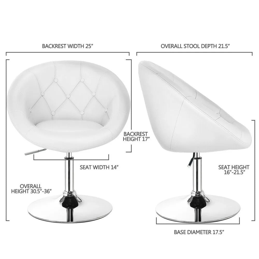 Set (2) Adjustable Swivel Bar Stools, Tufted Back