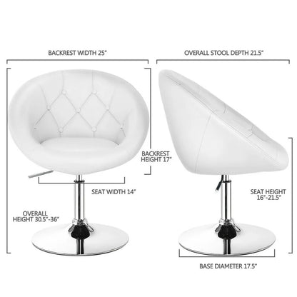 Set (2) Adjustable Swivel Bar Stools, Tufted Back