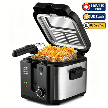 2.5L Large Capacity Countertop Home Fryer for Fried Chicken, Fries
