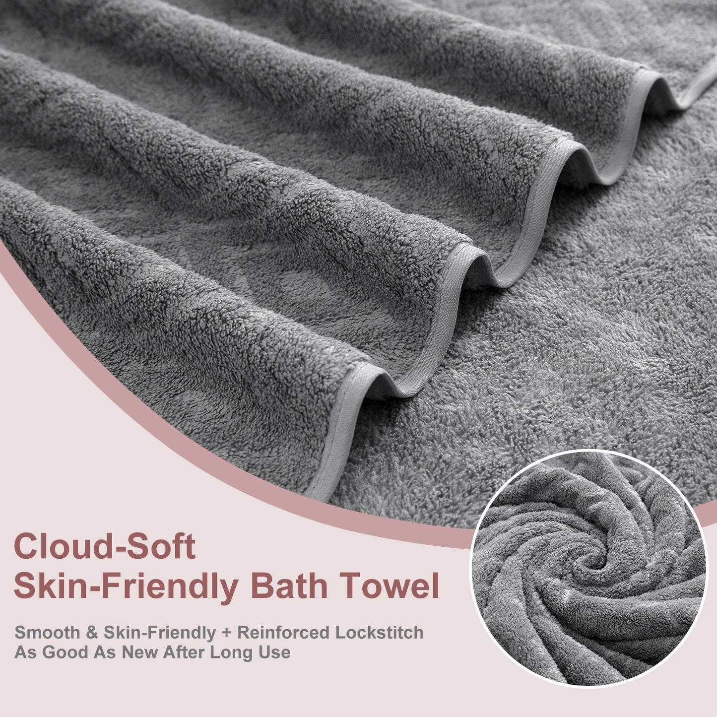 Oversized 8pc Bathroom Towel Set, 35"×70": 2 Bath Sheets, 2 Hand Towels, 4 Washcloths