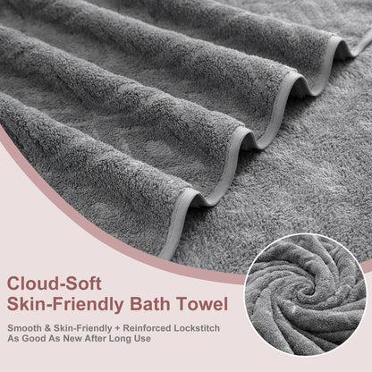 Oversized 8pc Bathroom Towel Set, 35"×70": 2 Bath Sheets, 2 Hand Towels, 4 Washcloths
