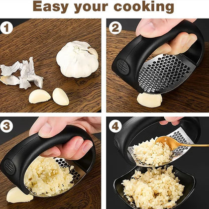 Stainless Steel Press for Garlic, Ginger, Easy Squeeze,