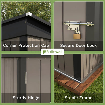 5x3ft Outdoor Storage Shed w/Sloping Roof and Lockable Door