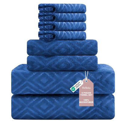 Oversized 8pc Bathroom Towel Set, 35"×70": 2 Bath Sheets, 2 Hand Towels, 4 Washcloths