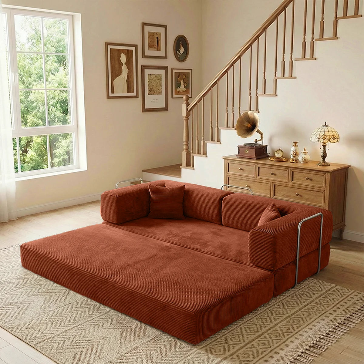 4:1 Queen Size Boneless Loveseat, Futon Sofa Bed 79"