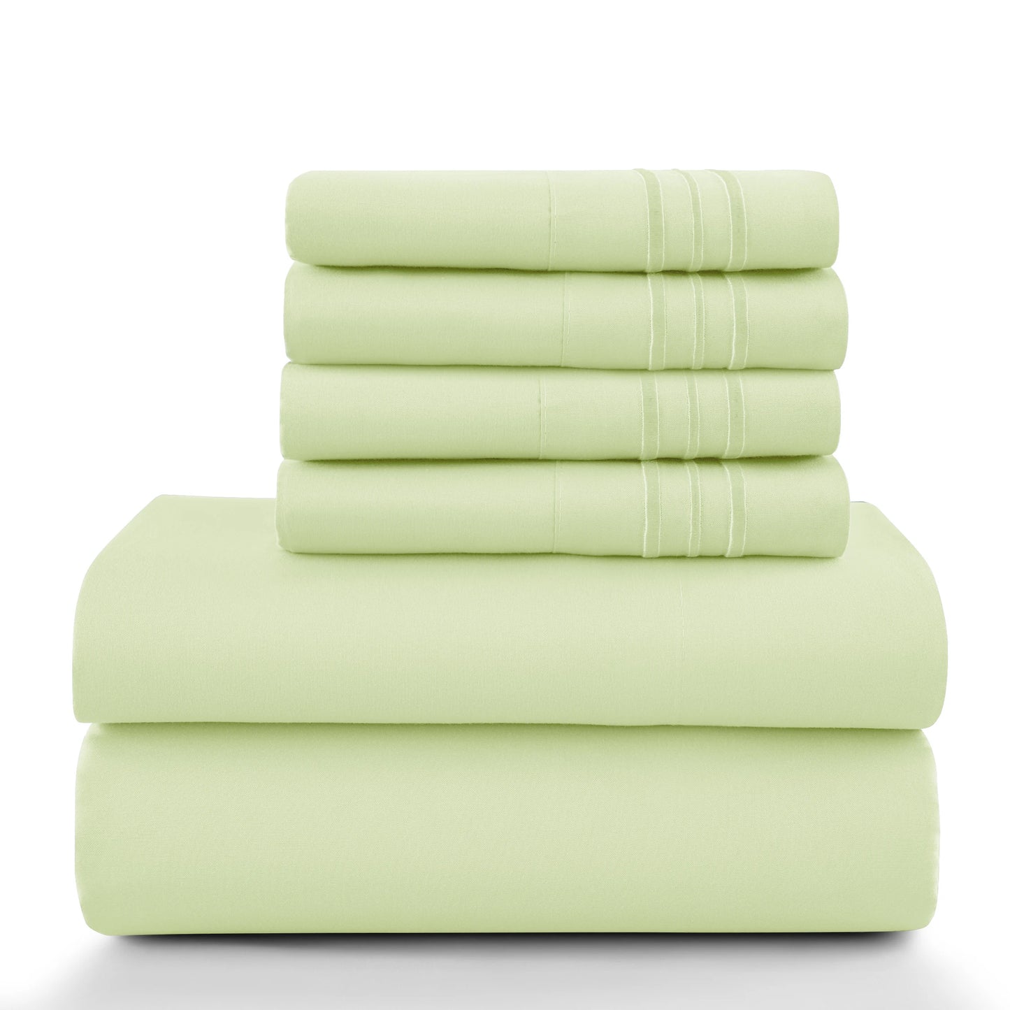 6pc Set, Brushed Microfiber, Embroidered & Plain Pillowcases