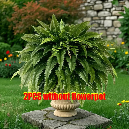 2pc Elegant Boston Fern Plants, 38 Lifelike Leaves