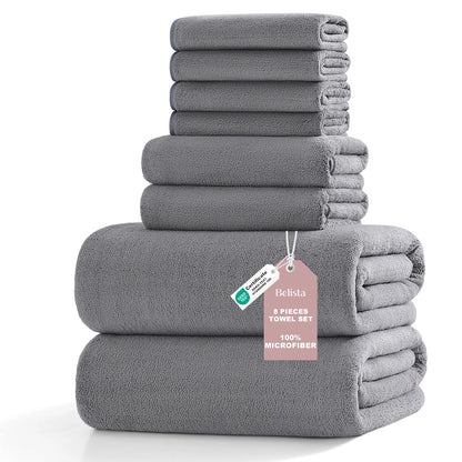 8Pcs Oversized Bath Towel Set, 35"×70" 2 Towels + 2 Hand Towels + 4 Washcloths