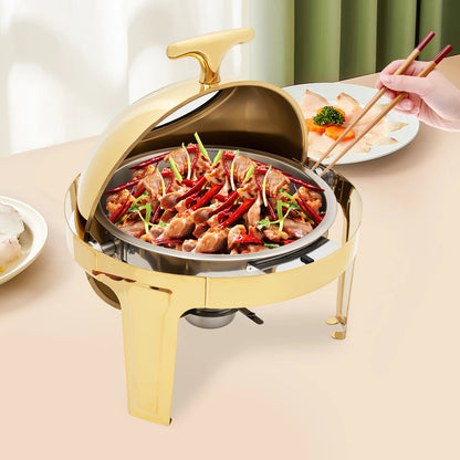 Round, Roll Top Stainless-Steel Chafing Dish