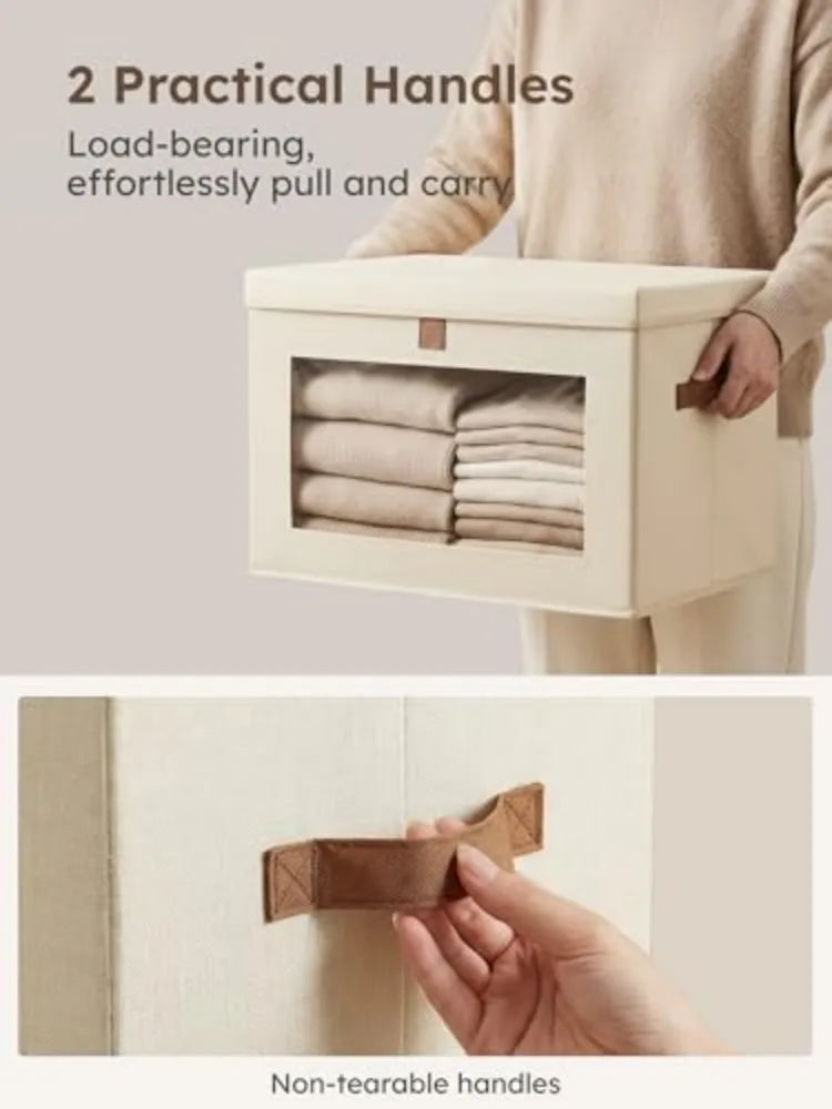 2 Pack Large Beige Fabric Closet Storage Organizer