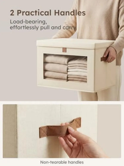 2 Pack Large Beige Fabric Closet Storage Organizer
