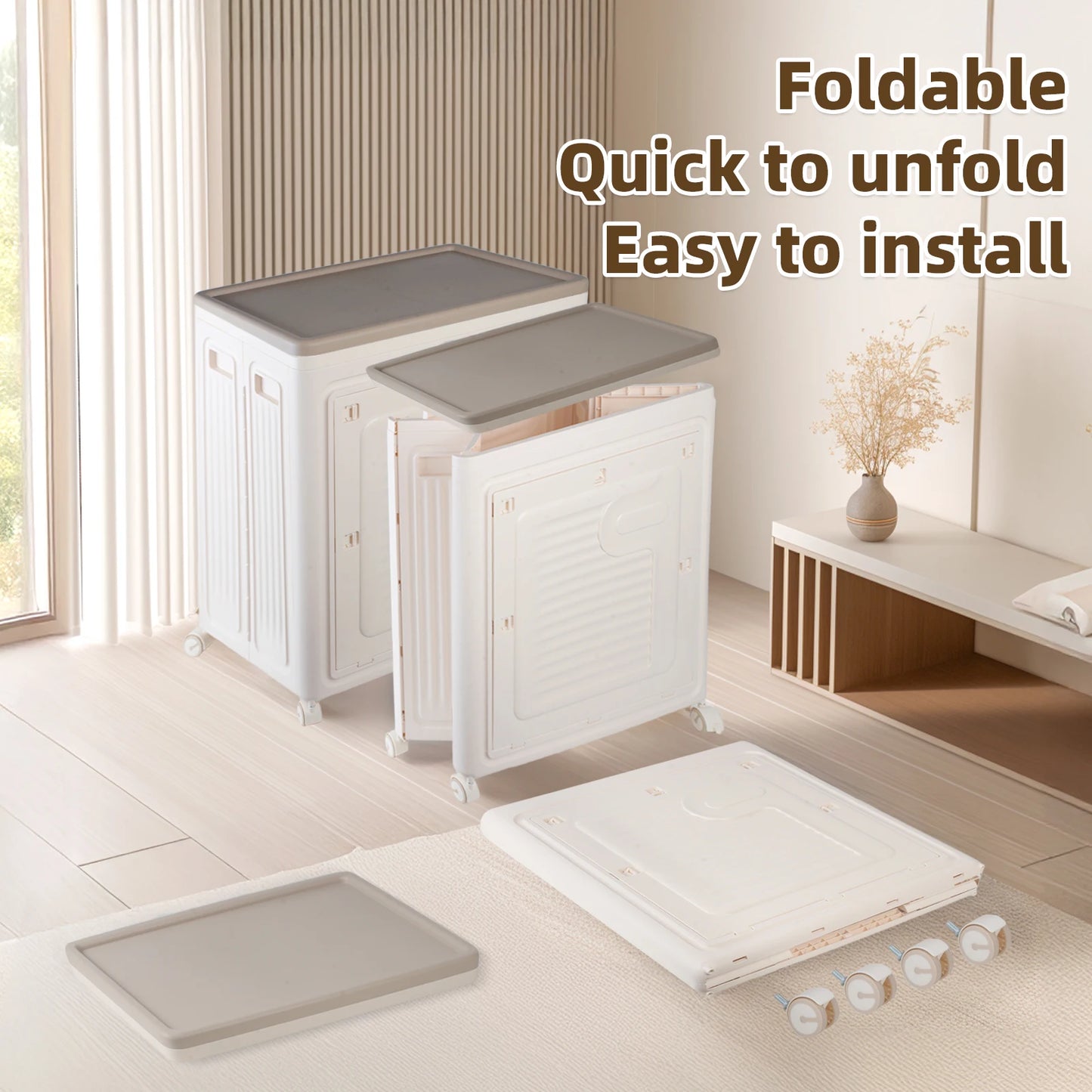 Foldable Storage with Wheels – Large Capacity, Household Organizer