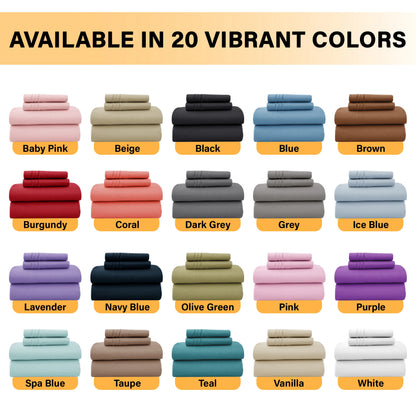 6pc Set, Brushed Microfiber, Embroidered & Plain Pillowcases