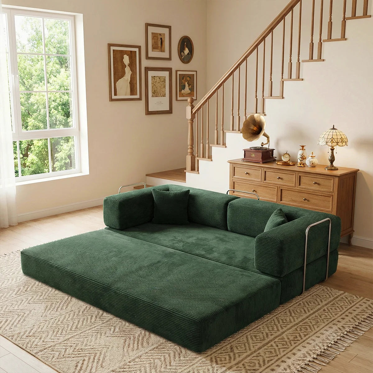 4:1 Queen Size Boneless Loveseat, Futon Sofa Bed 79"