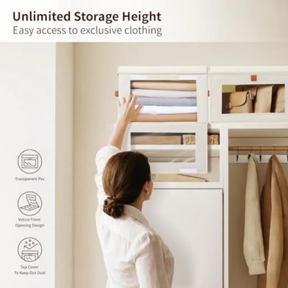 2 Pack Large Beige Fabric Closet Storage Organizer