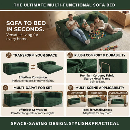 4:1 Queen Size Boneless Loveseat, Futon Sofa Bed 79"