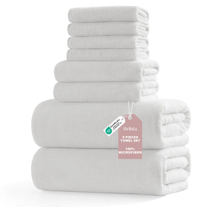 8Pcs Oversized Bath Towel Set, 35"×70" 2 Towels + 2 Hand Towels + 4 Washcloths