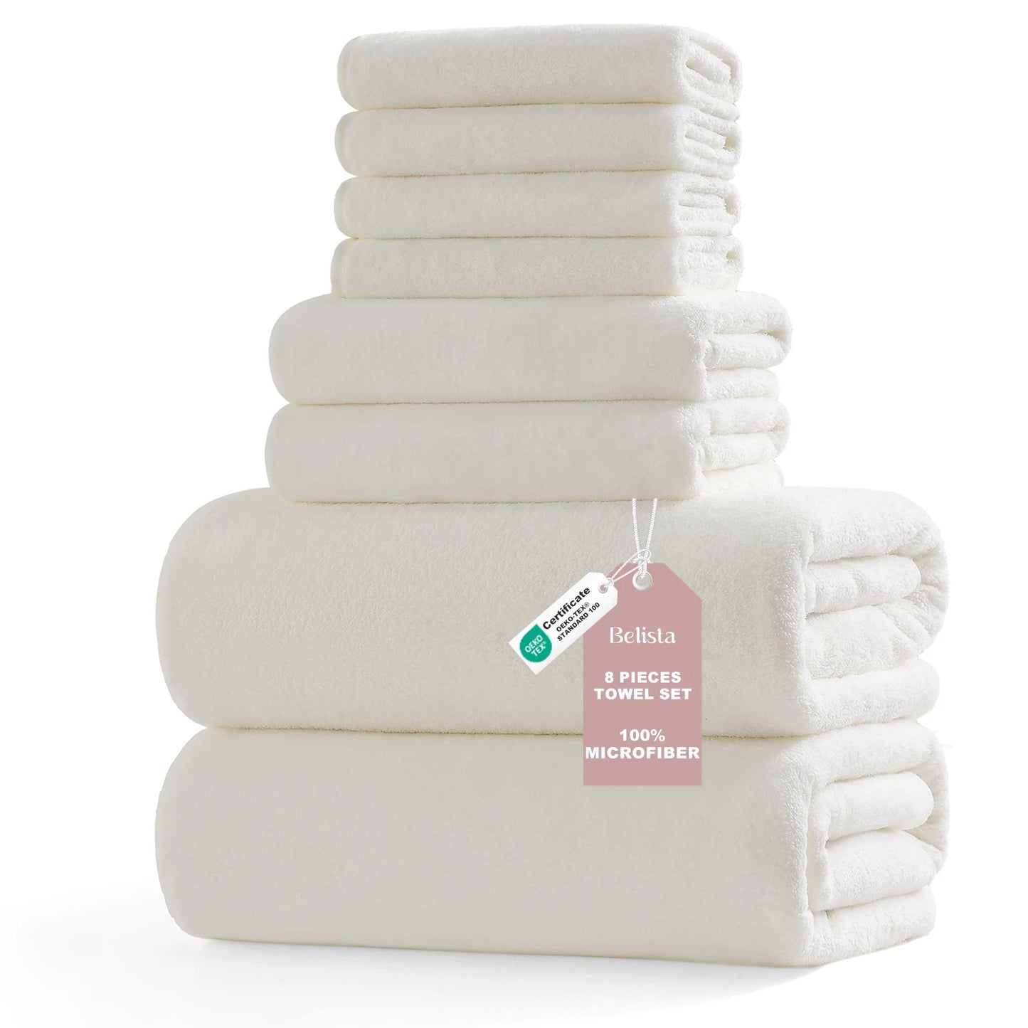 8Pcs Oversized Bath Towel Set, 35"×70" 2 Towels + 2 Hand Towels + 4 Washcloths