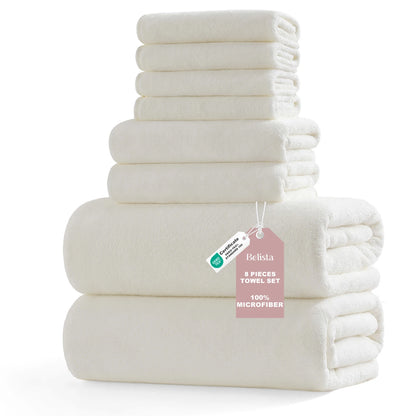 8Pcs Oversized Bath Towel Set, 35"×70" 2 Towels + 2 Hand Towels + 4 Washcloths
