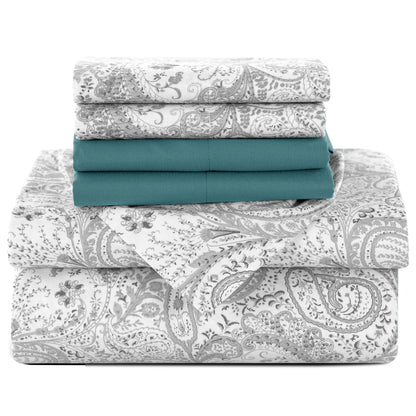 6Pc Paisley Sheet Set – Soft Microfiber, Wrinkle-Free,