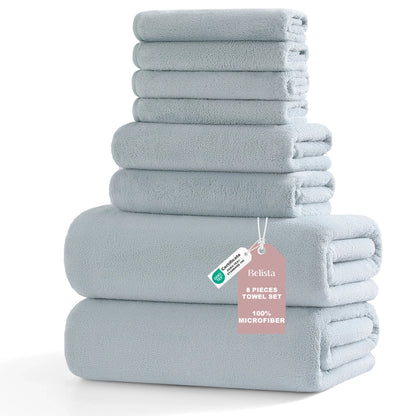 8Pcs Oversized Bath Towel Set, 35"×70" 2 Towels + 2 Hand Towels + 4 Washcloths