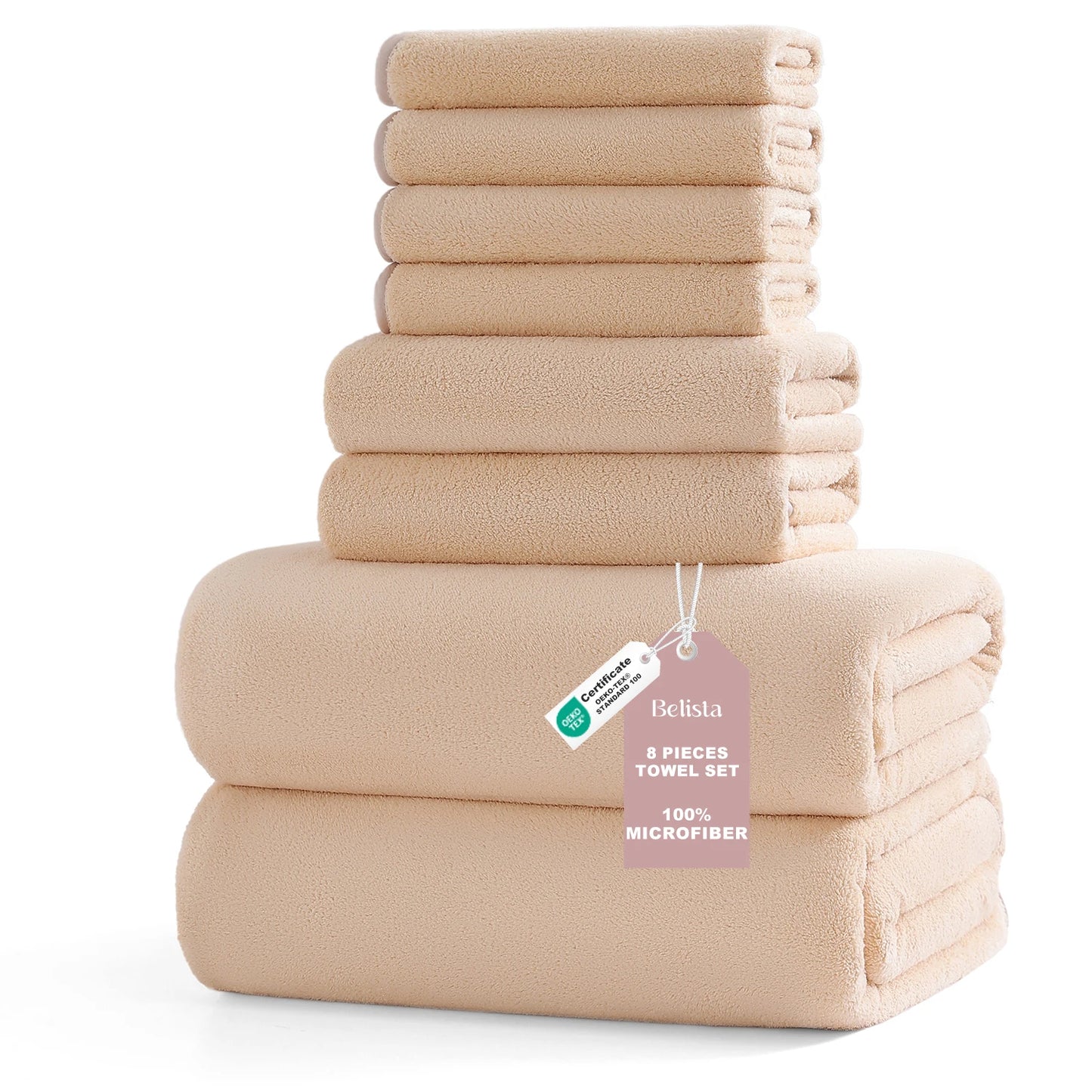 8Pcs Oversized Bath Towel Set, 35"×70" 2 Towels + 2 Hand Towels + 4 Washcloths