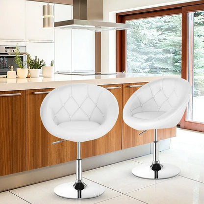 Set (2) Adjustable Swivel Bar Stools, Tufted Back