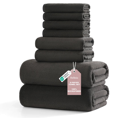8Pcs Oversized Bath Towel Set, 35"×70" 2 Towels + 2 Hand Towels + 4 Washcloths