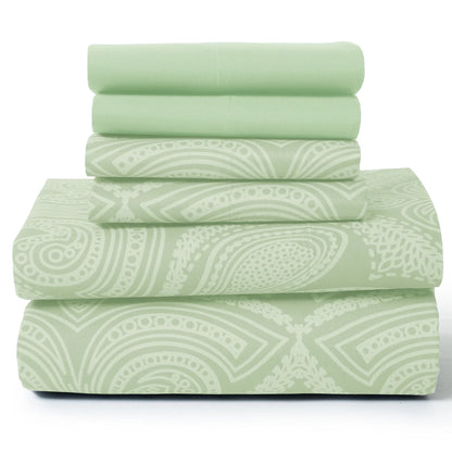 6Pc Paisley Sheet Set – Soft Microfiber, Wrinkle-Free,