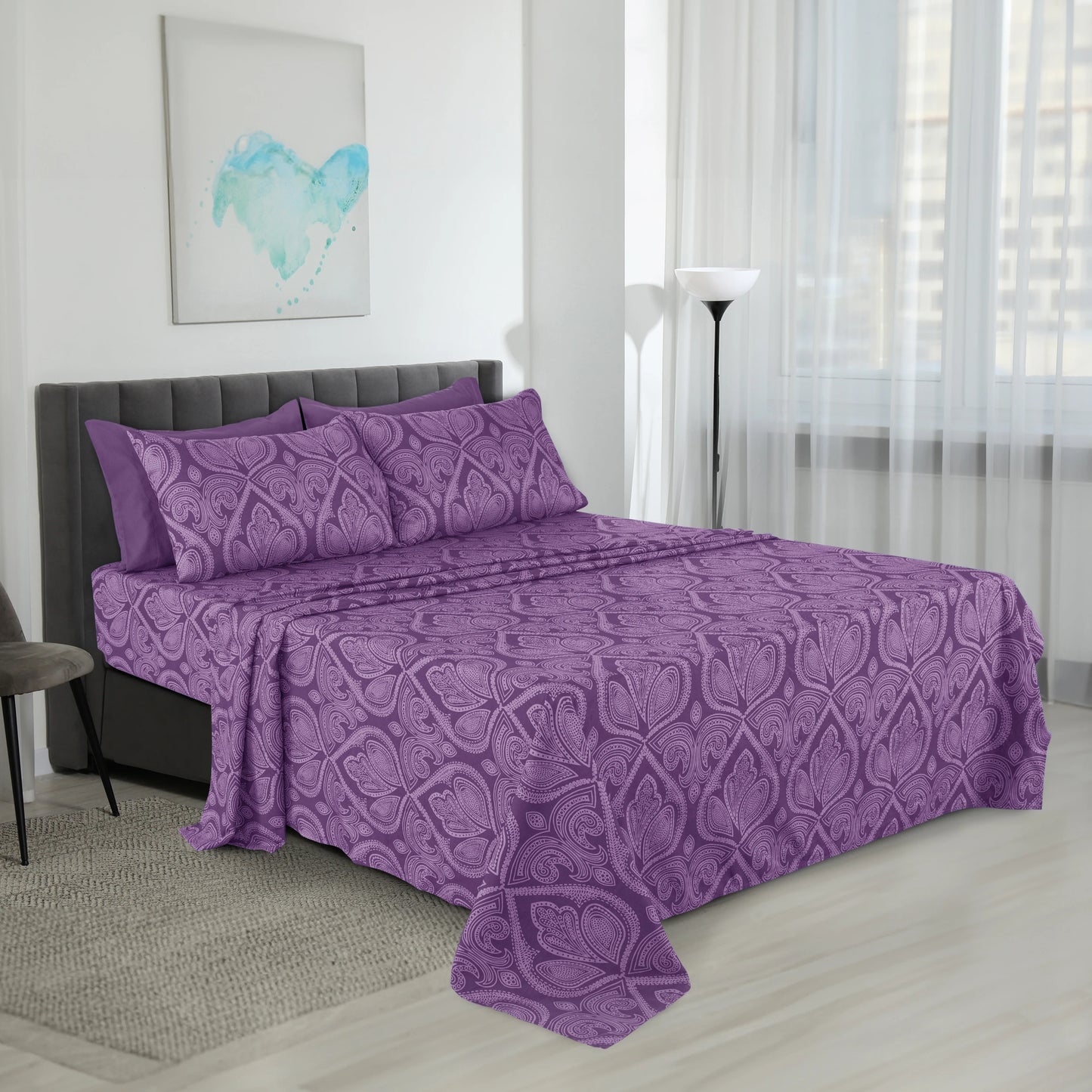 6Pc Paisley Sheet Set – Soft Microfiber, Wrinkle-Free,