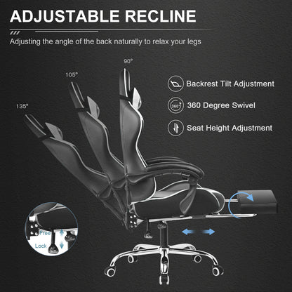 Gaming Chair with Adjustable Height, Swivel Seat,