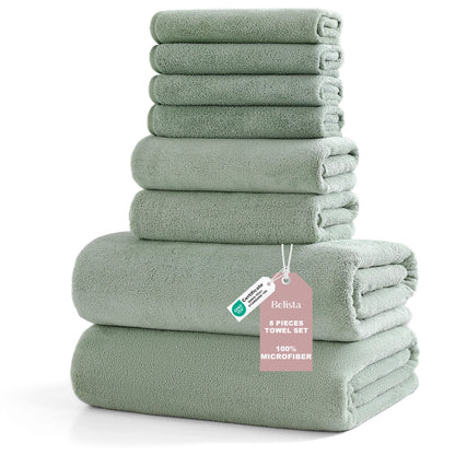 8Pcs Oversized Bath Towel Set, 35"×70" 2 Towels + 2 Hand Towels + 4 Washcloths