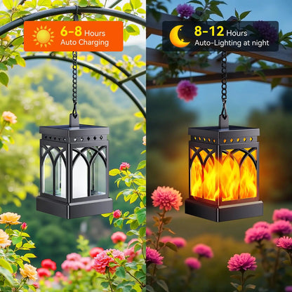 2pk Decorative Hanging Solar Lantern for Outdoors, Auto ON/Off
