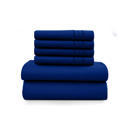 6pc Set, Brushed Microfiber, Embroidered & Plain Pillowcases