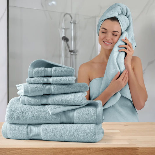 6pc Bath Towel Set – 100% Cotton, Ultra-Soft & Absorbent