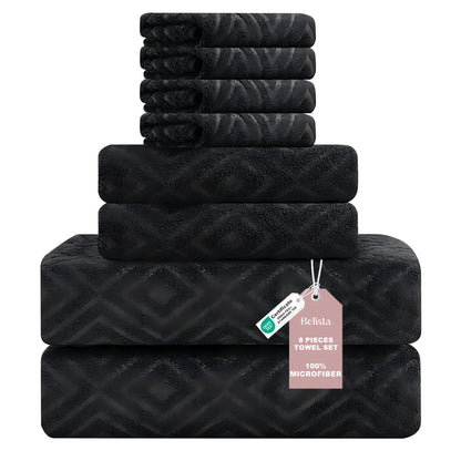 Oversized 8pc Bathroom Towel Set, 35"×70": 2 Bath Sheets, 2 Hand Towels, 4 Washcloths