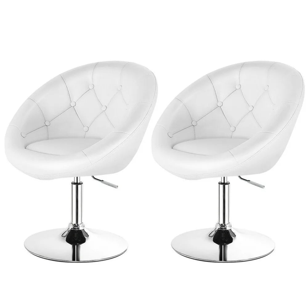 Set (2) Adjustable Swivel Bar Stools, Tufted Back