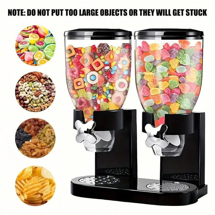 2pc, 6L Black Countertop Cereal Dispenser, Container