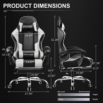 Gaming Chair with Adjustable Height, Swivel Seat,