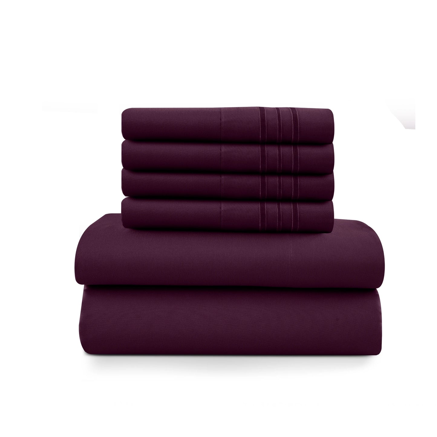 6pc Set, Brushed Microfiber, Embroidered & Plain Pillowcases