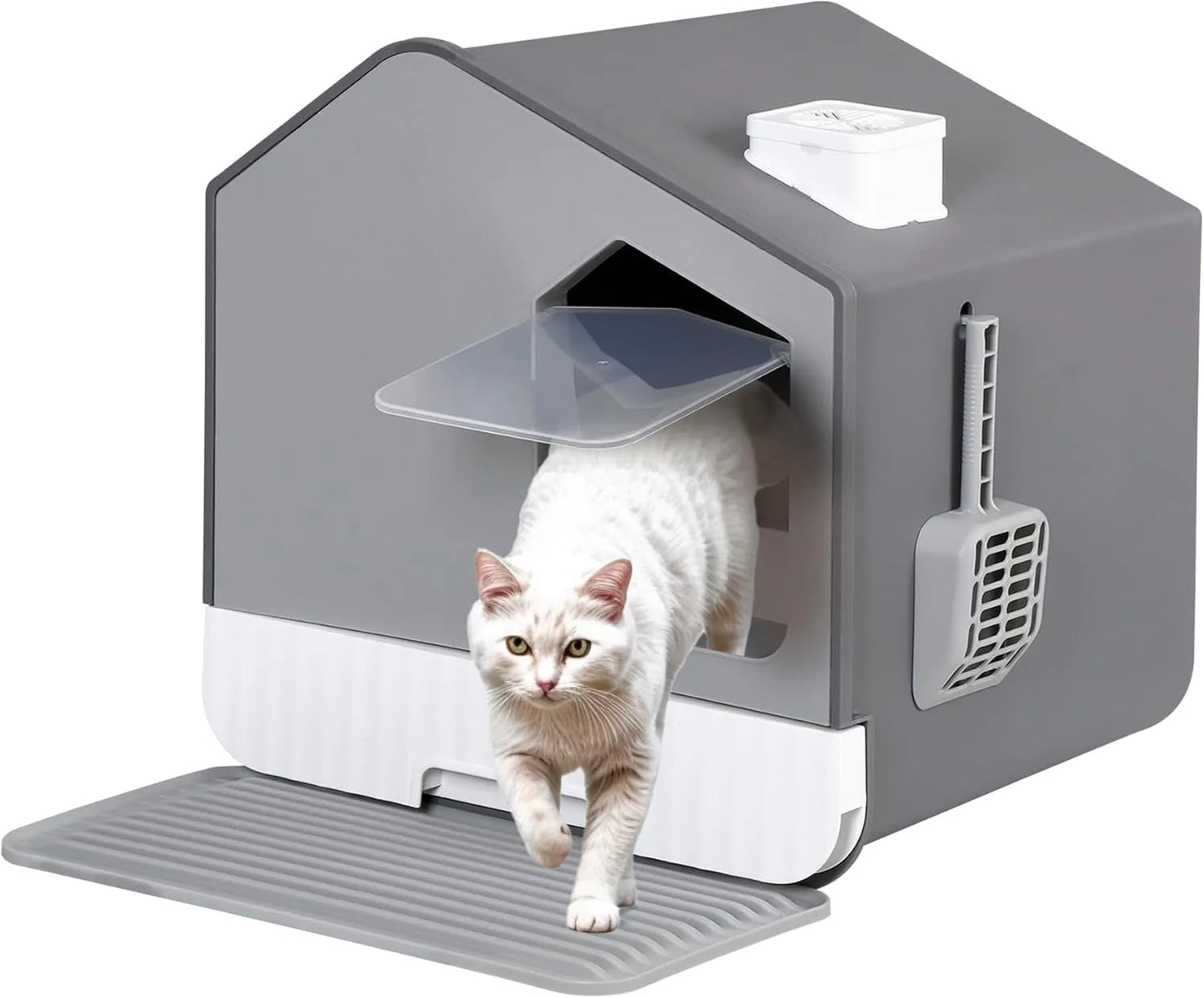 XL Enclosed Cat Litter Box w/Mat, Odorless Toilet, Anti-Splashing