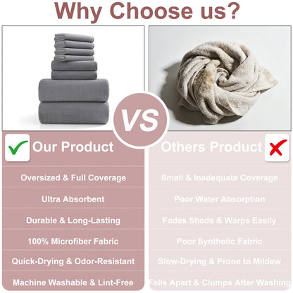 8Pcs Oversized Bath Towel Set, 35"×70" 2 Towels + 2 Hand Towels + 4 Washcloths