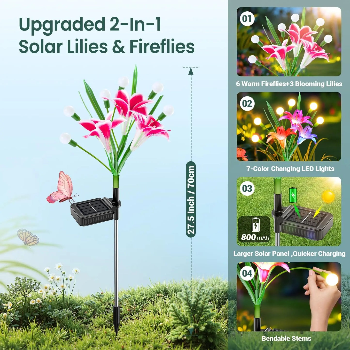 Solar Firefly Swaying Lights w/Colorful LED