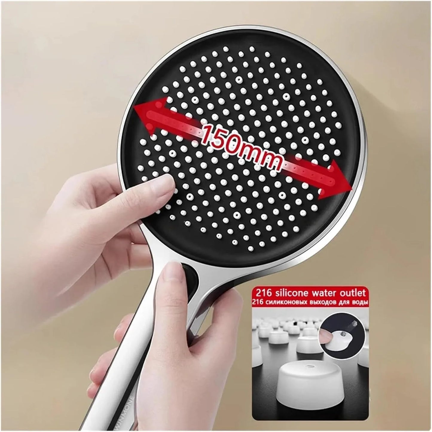 High Pressure, 4 Spray Modes, Large 5.9" Rain Showerhead