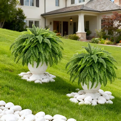 2pc Elegant Boston Fern Plants, 38 Lifelike Leaves