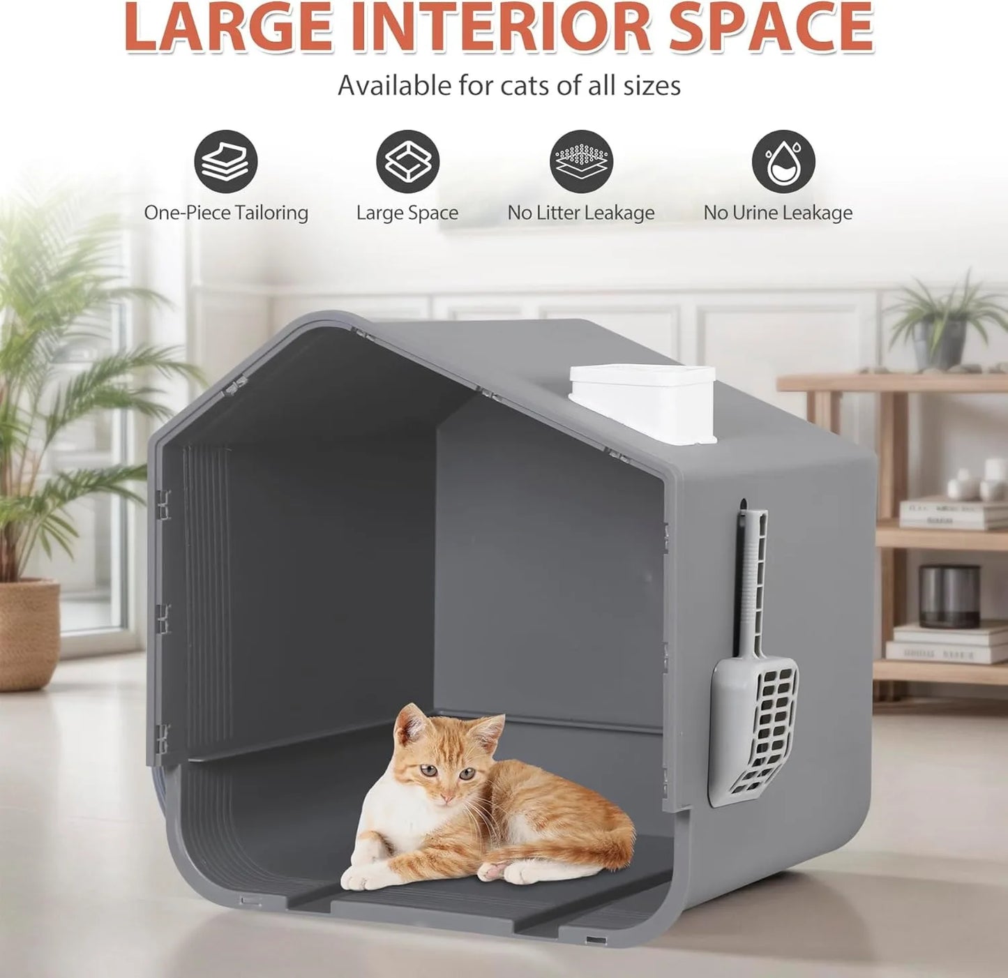 XL Enclosed Cat Litter Box w/Mat, Odorless Toilet, Anti-Splashing